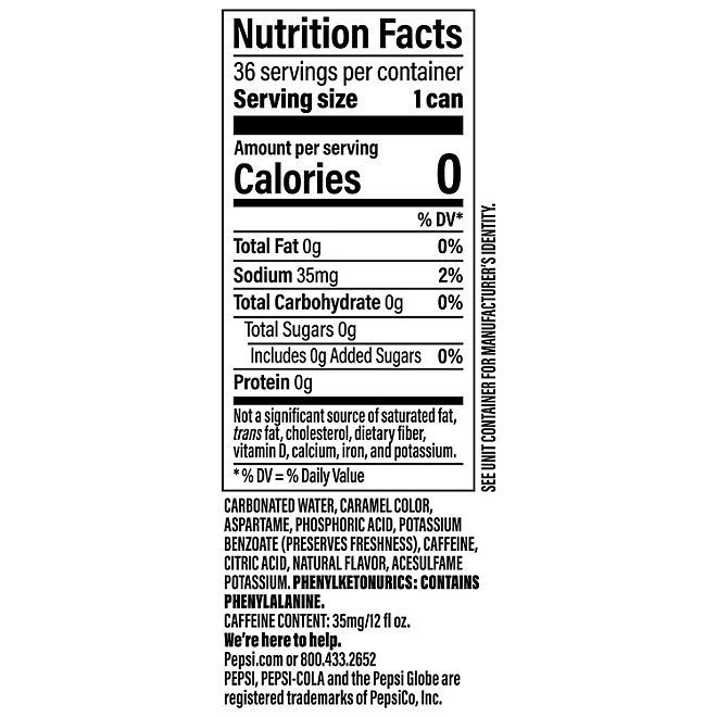 Pepsi Diet 003 Pepsi Diet 12 oz. cans, 36 pk.